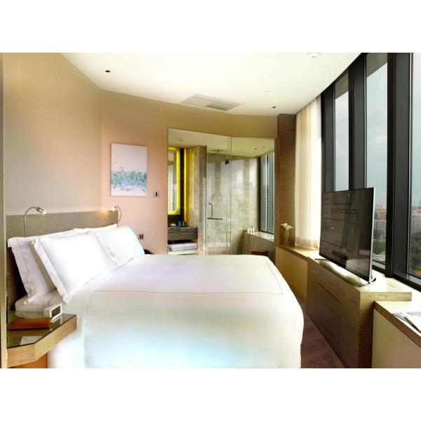 Fashion Apartment Hotel Room Furniture Wooden Headboard with Storage Bed and Chest of Cabinets made by Oak laminated