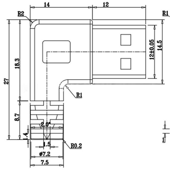 PVC OEM удлинительного кабеля USB3.0 с левым и правым локтем