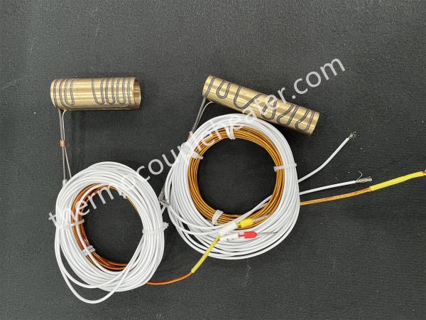 Hot runner injection mold components pressed in brass heater for hot runner systems