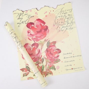 Flame Lover Art Paper Fire Edge Retro Cowhide Flower Packaging Paper