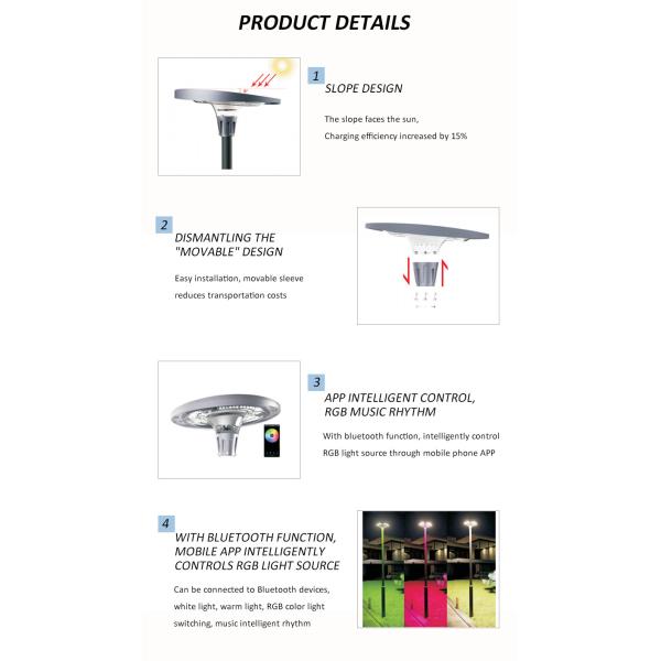 Lumière de portail LED solaire OVNI à changement de couleur RVB, lumière de jardin