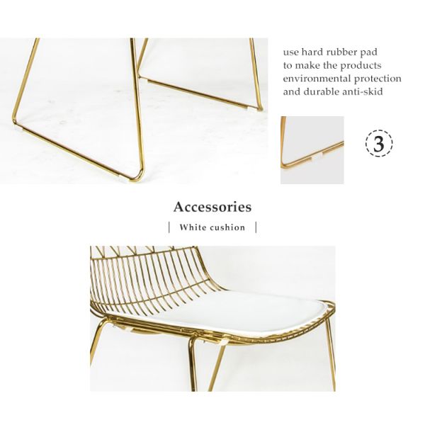 Outdoor Wedding Metal Wire Chairs Simple Style Metal Frame Wire Side Dining Chair