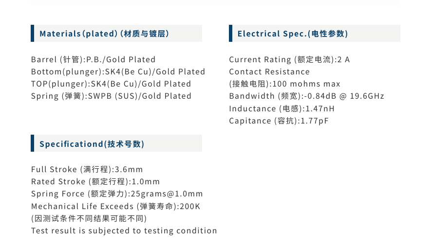Spring Loaded Test Probe Double Ended for ICT, FCT Test Fixtures