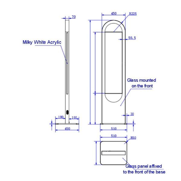 48 Inch Custom Shell See Through Screen 500 Nits U-shaped floor-standing transparent oled display buy