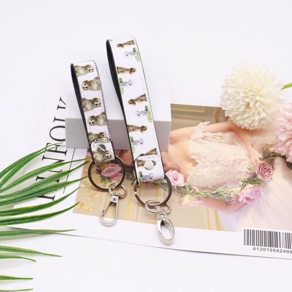 Sublimation Blank PU Leather Wristlet Keychain Custom Wrist Lanyards