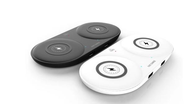 Factory Wholesale High Efficiency 7.5W 10W Total 20W Aluminum Dual QI Fast Wireless Charger Pad for Iphone 8/Iphone X/ S