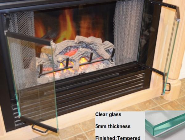 Clear Tempered Glass Fireplace Glass Door