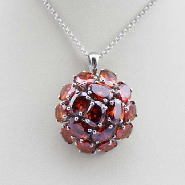 Fashion Sterling Silver Yellow Citrine Cubic Zircon Pendant Charm Necklace (FP052)