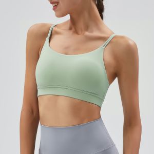 Sage Green Crisscross Back Sports Bra - Buttery Soft Low-Impact Yoga Bra with Adjustable Straps for Workout and Daily Wear