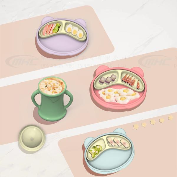 Ergonomic Panda Silicone 6-12 Months On The Go Suction Plate Set for Baby Feeding Essentials