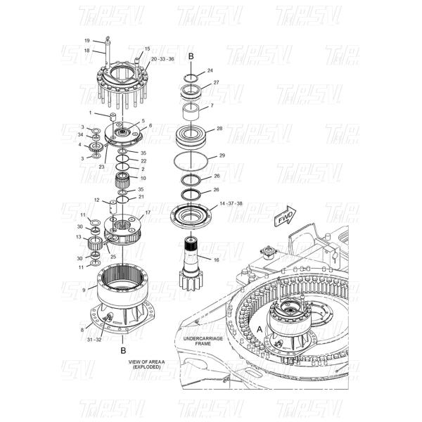 Varied Weight Steel 378-9543 378-9544 E374F Excavator Swing Drive Catalog With Custom Colors