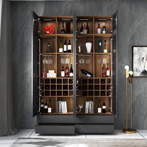 96 Countertop Luxury Home Bar Cabinet Glass Wine Cabinet Melamine Wood Furniture