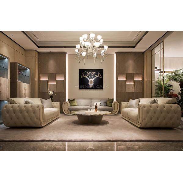 Luxury White Genuine Leather Living Room Furniture Modern Sofa Set