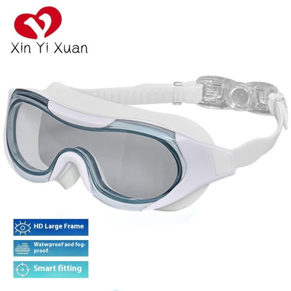 New Style Large-Frame Adult Swimming Goggles, HD Waterproof Anti-Fog Swim Glasses, Factory Custom Silicone Protective Goggles