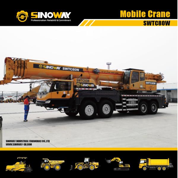 Mobile Truck Crane / Mobile Hydraulic Boom Crane 80 Ton Capacity