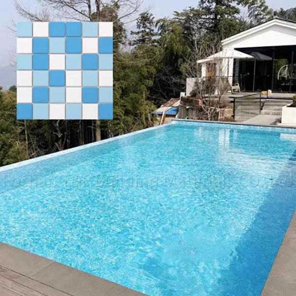 Бассейна рыб плитки мозаики бассейна квадрата синь земли стены ландшафта крытого керамическая на открытом воздухе