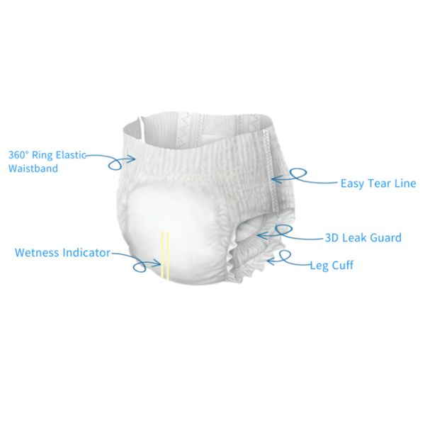 Baby Goods Fluff Pulp Pants Type Disposable Pull up Baby Diaper with disposal sticker