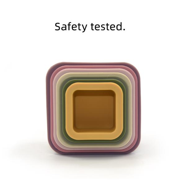 Stacking Teethers FDA Silicone Baby Educational Toy For Sensory Exploration