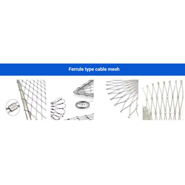 High Strength Flexible Birds Aviary Cable Net 304 316 Diamond Stainless Steel Cable Woven Ferrule Wire Rope Mesh