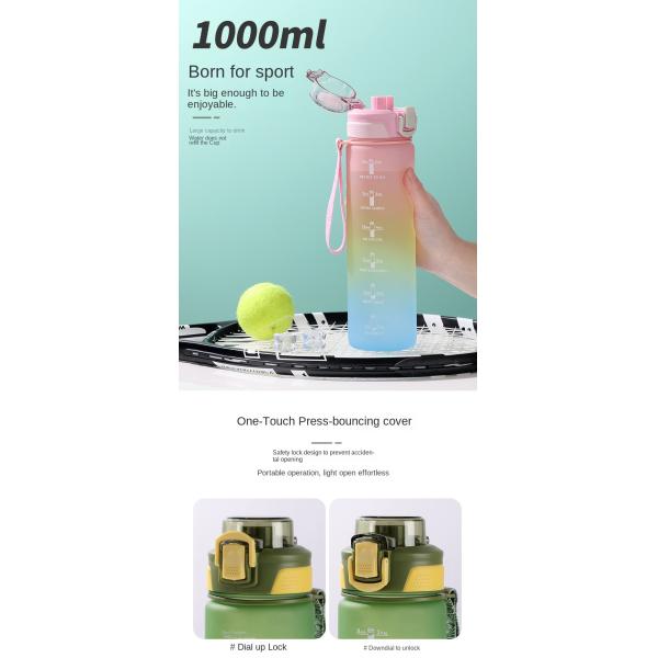 Botellas de agua deportivas personalizadas de gran capacidad de verano personalizadas botellas de agua de plástico botella de agua de plástico 1000 ml 32 oz actividades deportivas al aire libre viajes en bicicleta