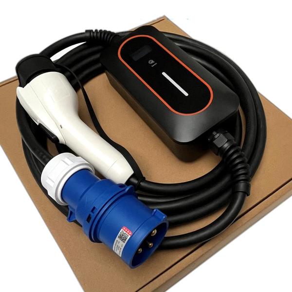 Carregador de veículos elétricos portátil de tipo 2 32A Estação de carregamento de veículos elétricos de 7 kW com regulagem de corrente LCD