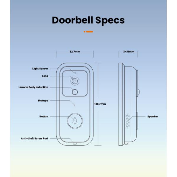 Перезаряжаемые домашний умный беспроводной видео- дверной звонок внутренной связи Tuya Wifi дверного звонока
