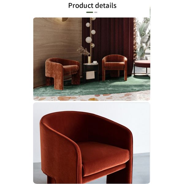 Accent Style Modern Single Sofa Chair Featuring Velvet Fabric and Metal Frame Suitable for Dining Bedroom Casual Business