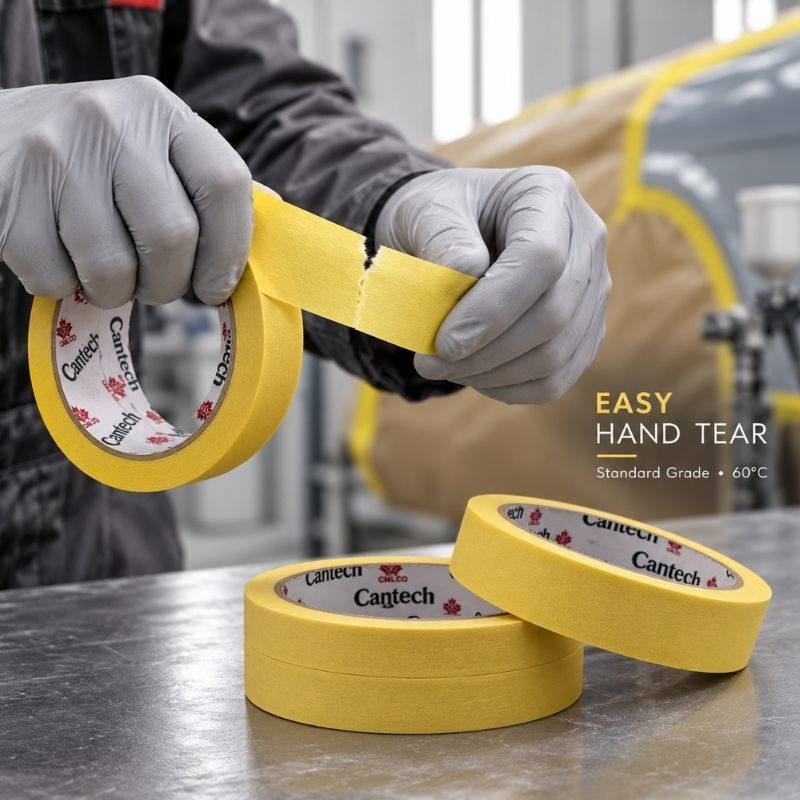 Standard Yellow Crepe Paper Masking Tape for Automotive Refinishing 60°C