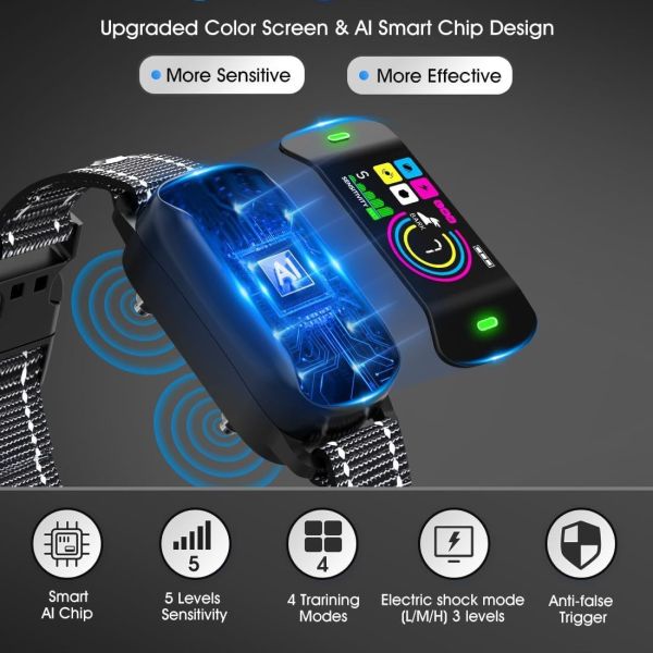 New Arrival Rechargeable Waterproof IP67 Dog Training Collar Smart Ultrasonic Anti-Barking Control Device Eco-Friendly Safe Made