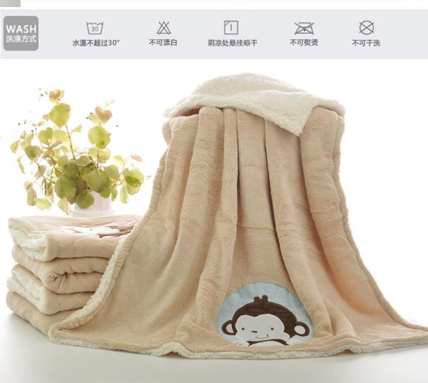 Animal Pattern Cartoon Print Blanket With Sherpa Backing For Adults / Baby