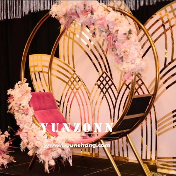 Modern Lover Seat Wedding Planner Throne Chair Gold Frame Couple Sofa with Leather for Banquets and Bars