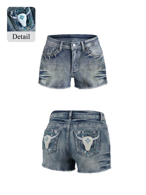 Slim Fit Blue Casual Embroidered cargo shorts wholesale Summer 2026 Regular Fit Custom (3026)