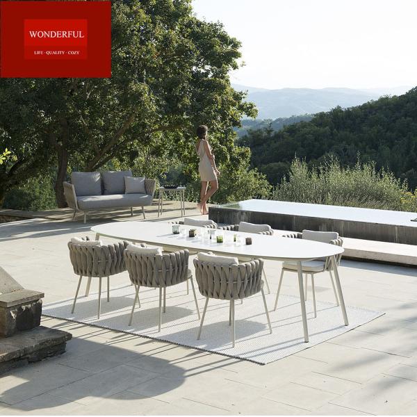 Home Office and Garden Patio Rattan Dining Set with Quick Dry Foam Cushions