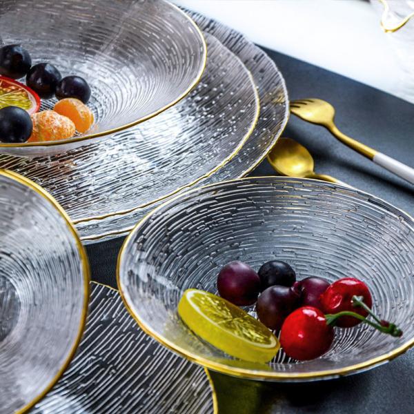 4mm Thick Texture Transparent Glass Plate Cutlery Set