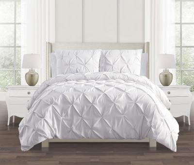 Soft Solid Microfiber Duvet Cover Wrinkle And Fade Resistant Pleated Duvet Cover Set
