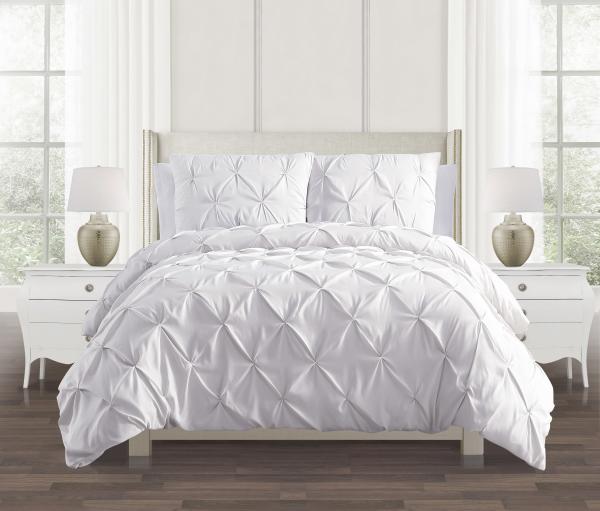 Soft Solid Microfiber Duvet Cover with Zipper Closure Wrinkle and Fade Resistant Pleated Style