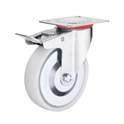 o rodízio Lockable dos PP do freio dobro industrial plástico branco das rodas 4inch roda fontes China