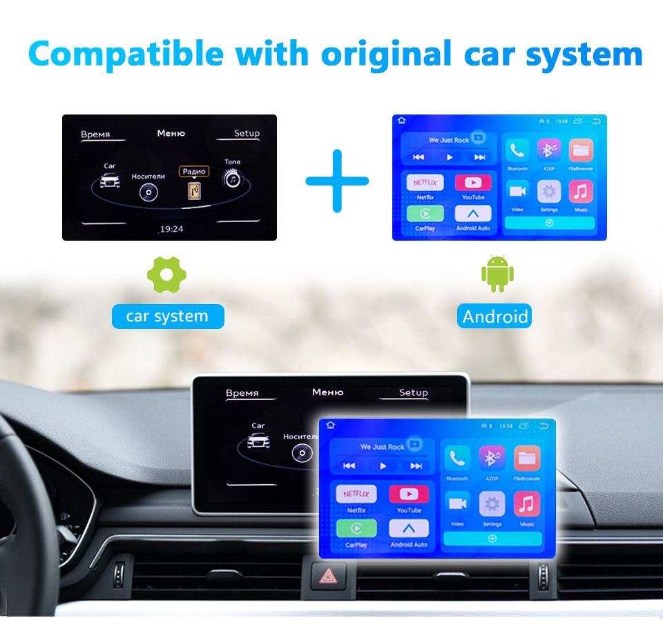 YouTube Netflix Android 8.1 TV Ai Box беспроводной Carplay и Android Авто GPS для Audi Benz Toyota KIA Mazda Toyota Ford