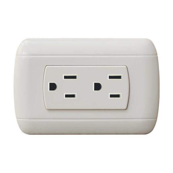 3 Pin 2 Gang Socket PP Material With Copper Parts And Silver Point Contact