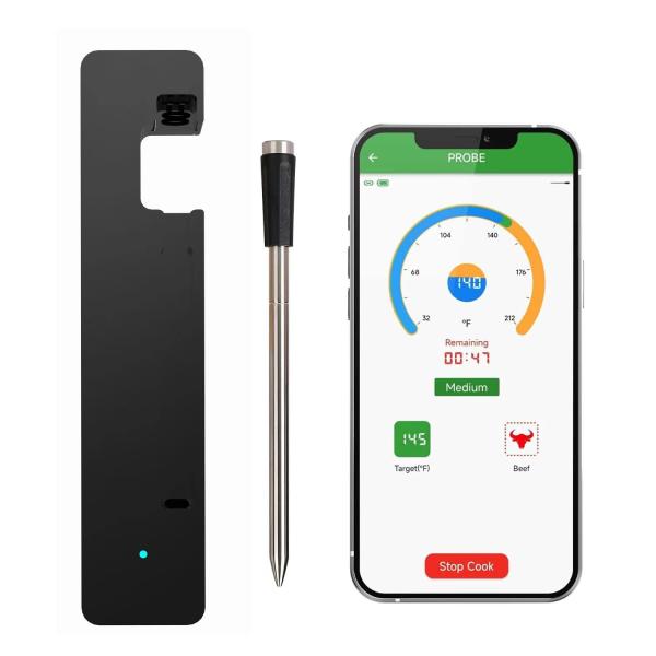 Long distance 150m Remote Smart Bbq  Thermometer Instant Read Digital Bluetooth 5.0 Wireless Meat Thermometer 10 Modes  Meat Thermometer