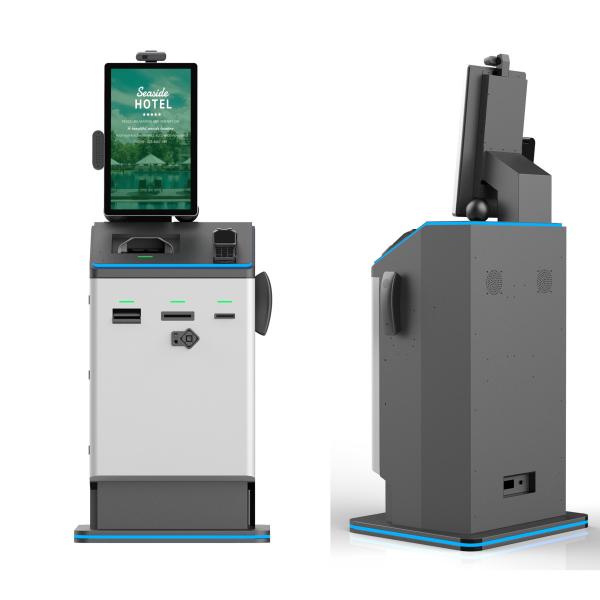 Freestanding Hotel Check In Kiosk Airport With Passport Scanner / Room Key Card Encoder
