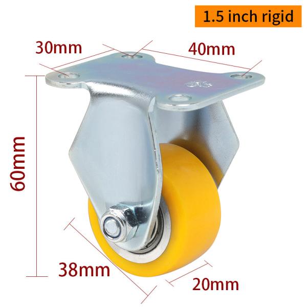 Yellow Small Rigid Casters Aluminum Caster Wheels 1.5 Inch 38mm