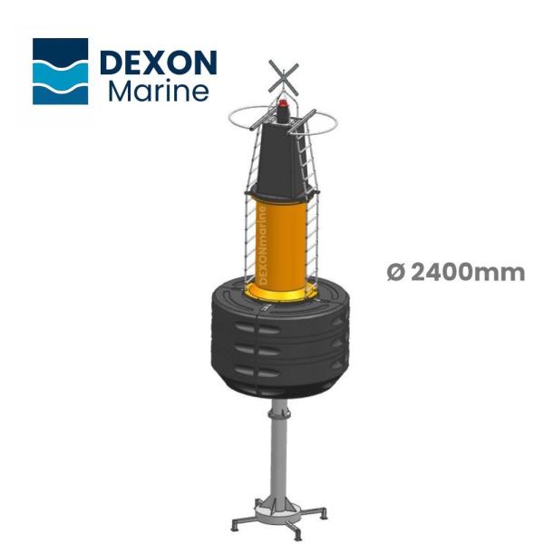 Diameter 2400mm Black And Yellow Marine Navigation Buoys For Safe Channel Marking
