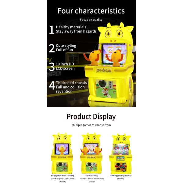 Mini Máquina expendedora de videojuegos de disparos para niños con monedas y doble jugador