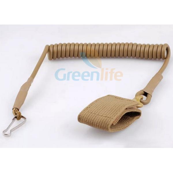 Khaki Military Pistol Lanyard , Rentention Tactical Pistol Sling Secure