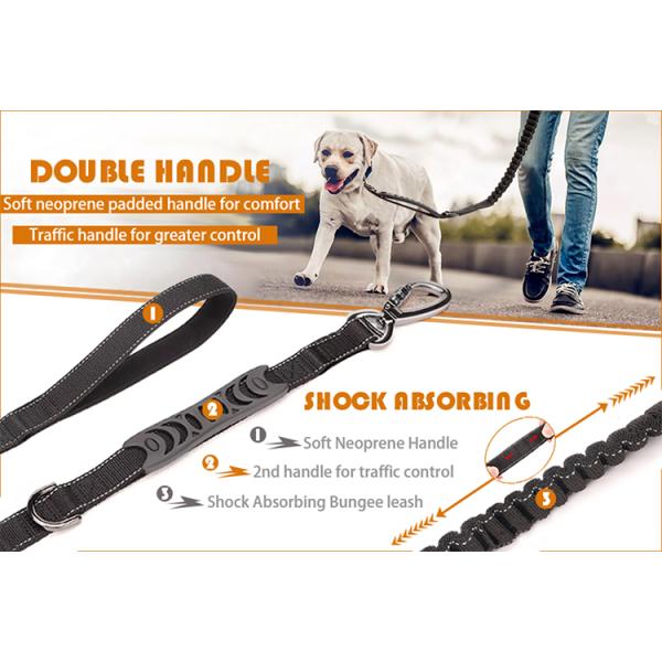 Heavy Duty 4-6FT Bungee Dog Paracord Leash Durable Car Seat Belt Walking Running Training Pet Leash with Zinc Alloy Carabiner