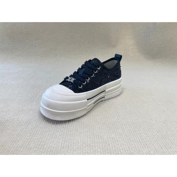 Comfort Casual Women'S Lace Up Platform Shoes With Sequins black