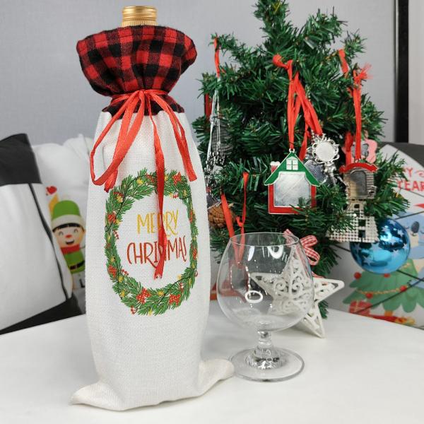 Bolsa de botella de vino de lienzo en blanco de sublimación personalizada para impresión de fotos de sublimación