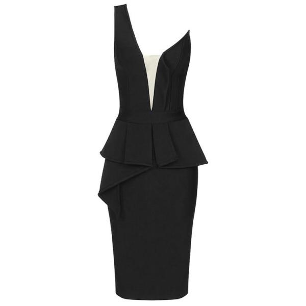 Небольшие женщины производителей одежды Moq с платья Midi партии Bodycon кромки разделения плеча