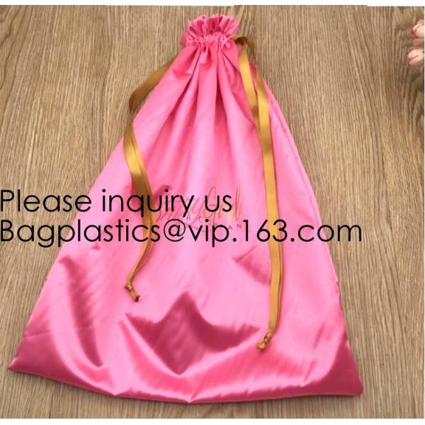 Customized Satin Lingerie Sock Packaging Bag,Colorful Satin Bag For Hair Packaging,Green Pink Rose Gold Satin Drawstring